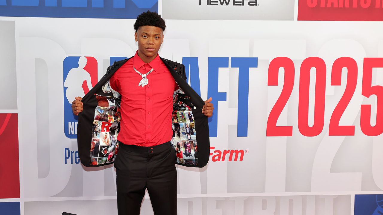 Ace Bailey arrives before the first round of the 2025 NBA Draft at Barclays Center.