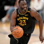 Golden State Warriors forward Draymond Green (23) dribbles the ball against the Minnesota Timberwolves in the fourth quarter during game four of the second round for the 2025 NBA Playoffs at Chase Center.