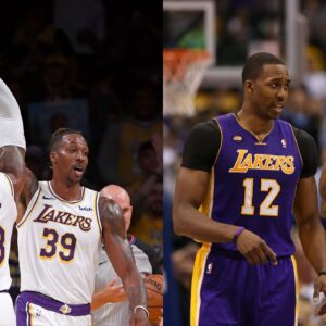 Dwight Howard and LeBron James (L), Dwight Howard and Kobe Bryant (R)