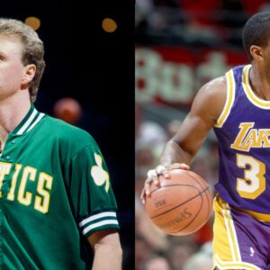 Larry Bird (L) and Magic Johnson (R)