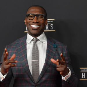 Shannon Sharpe during red carpet arrivals for the NFL Honors show