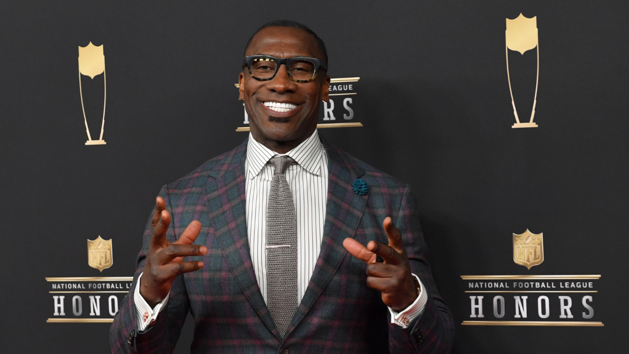 Shannon Sharpe during red carpet arrivals for the NFL Honors show