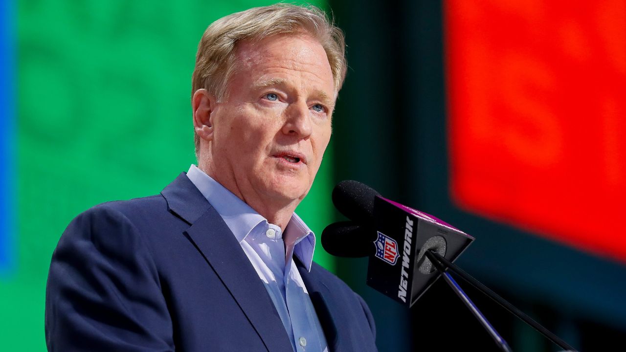 NFL Commissioner Roger Goodell welcomes fans to the 2025 NFL Draft before the first round on Thursday, April 24, 2025, at Lambeau Field in Green Bay, Wisconsin. The draft runs through April 26.