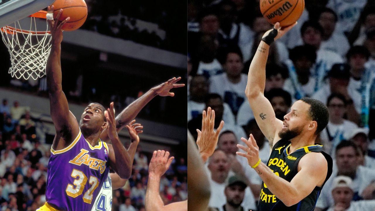 Magic Johnson (L) and Steph Curry (R)