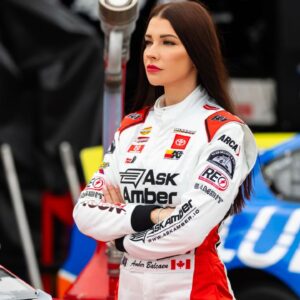 ARCA Series driver Amber Balcaen during practice for the Ride the 'Dente 200 at Daytona International Speedway.