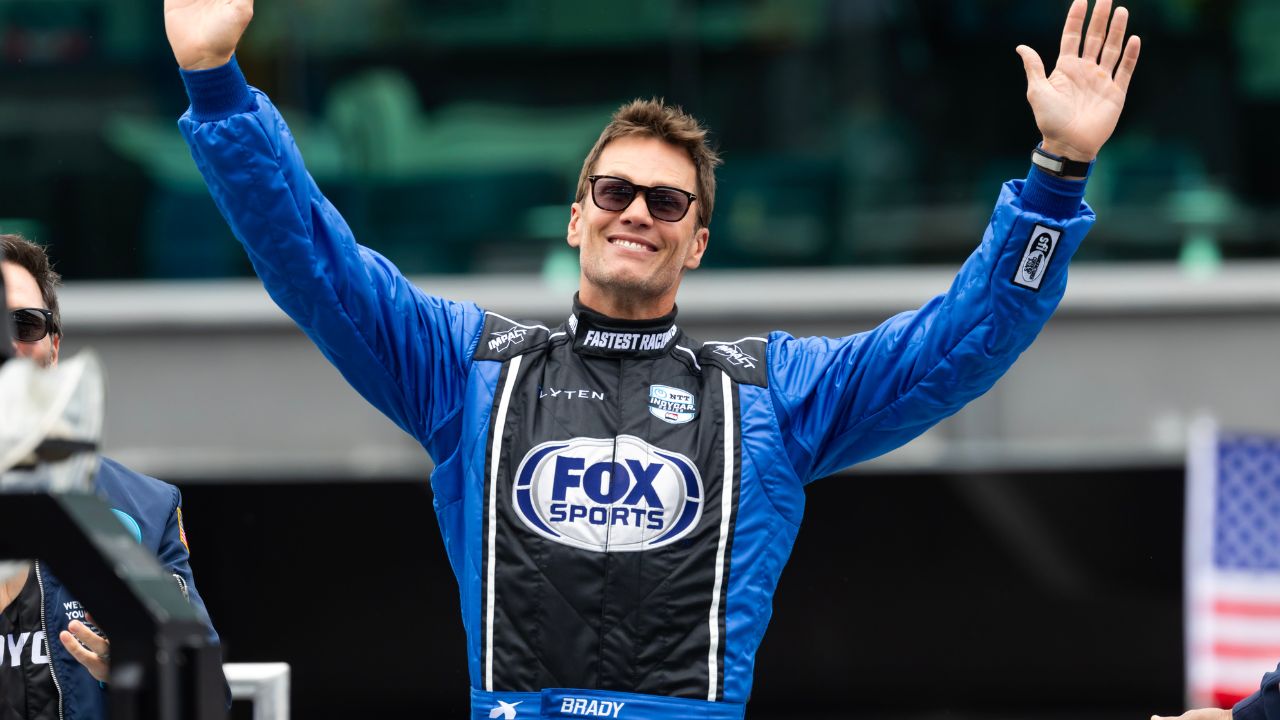 Tom Brady prior to the IndyCar Series 109th Running of the Indianapolis 500 at Indianapolis Motor Speedway.