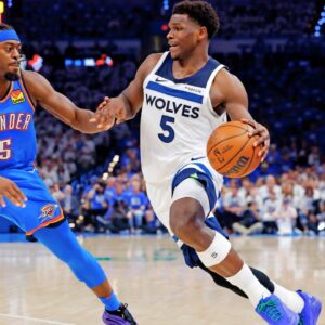 Lu Dort and Anthony Edwards, Thunder v Wolves