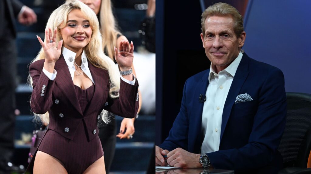 Sabrina Carpenter (L) and Skip Bayless (R)