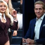 Sabrina Carpenter (L) and Skip Bayless (R)