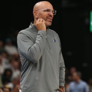 Apr 18, 2025; Memphis, Tennessee, USA; Dallas Mavericks head coach Jason Kidd during the third quarter against the Memphis Grizzlies at FedExForum.