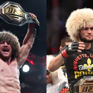 Merab Dvalishvili (L), Khabib Nurmagomedov (R)