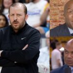 Tom Thibodeau (L), Magic Johnson (Top R), Charles Barkley (Bottom R)