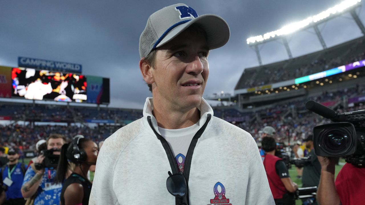NFC coach Eli Manning reacts after the 2025 Pro Bowl Games at Camping World Stadium.