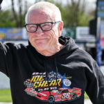 NASCAR Hall of Famer Mark Martin, serving as grand marshal for the ASA Midwest Tour Joe Shear Classic, waves to the crowd Sunday, May 4, 2025, at Madison International Speedway in Town of Rutland, Wisconsin.