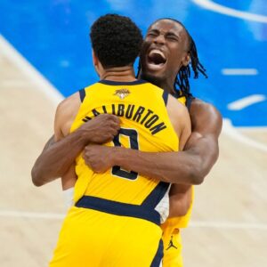 Haliburton and Nesmith celebrate Game 1 win