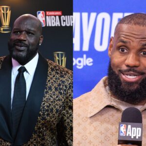 Shaquille O'Neal (L) and LeBron James (R)
