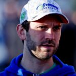 NASCAR Cup Series driver Daniel Suarez (99) walks the track before practice for the Clash at Bowman Gray at Bowman Gray Stadium.
