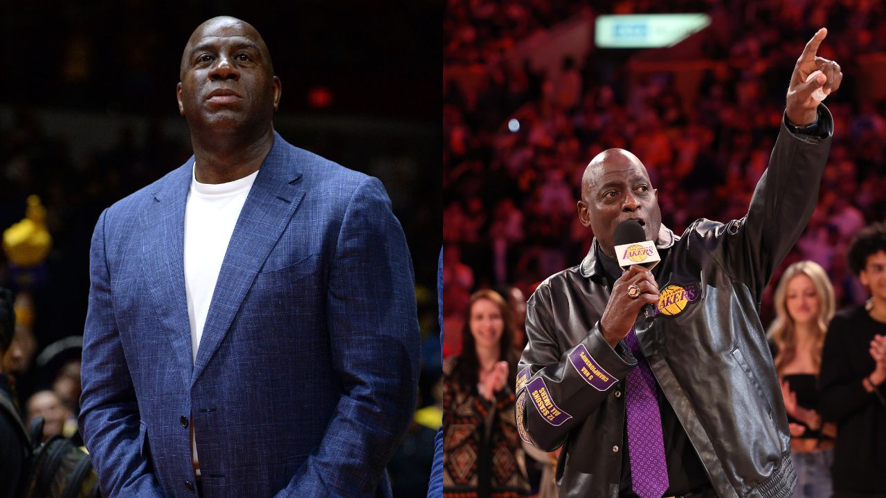 Magic Johnson (L), Michael Cooper (R)