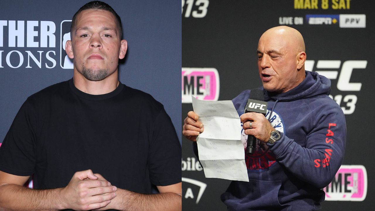 Nate Diaz (L), Joe Rogan (R)