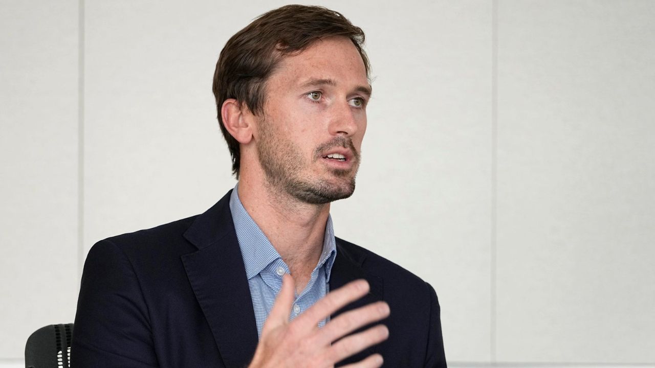 NASCAR Senior Vice President of Strategy and Innovation Ben Kennedy talks about the sport during an interview at NASCAR Headquarters in Daytona Beach, Tuesday, Feb.15, 2022.