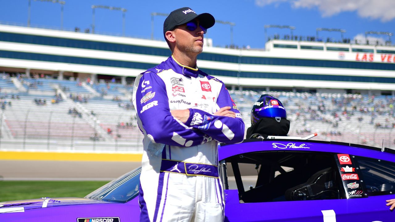 NASCAR Cup Series driver Denny Hamlin (11) during qualifying for the Pennzoil 400 at Las Vegas Motor Speedway.