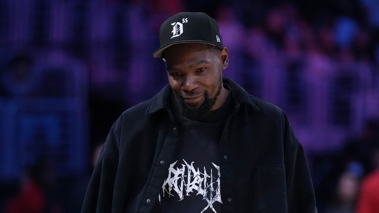 Kevin Durant attends the game between the Golden State Valkyries and the LA Sparks at Crypto.com Arena.