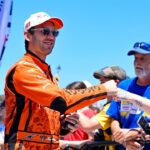 NASCAR Cup Series driver Daniel Suarez (99) is introduced before the start of the Wurth 400 race at Texas Motor Speedway.