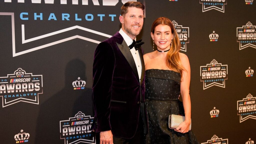 NASCAR Cup Series driver Denny Hamlin (11) and fiancé Jordan Fish during the NASCAR Awards Banquet at Charlotte Convention Center.
