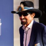 Former NASCAR driver Richard Petty on the red carpet before the 2025 NASCAR Hall of Fame Induction Ceremony at Charlotte Convention Center Crown Ballroom.