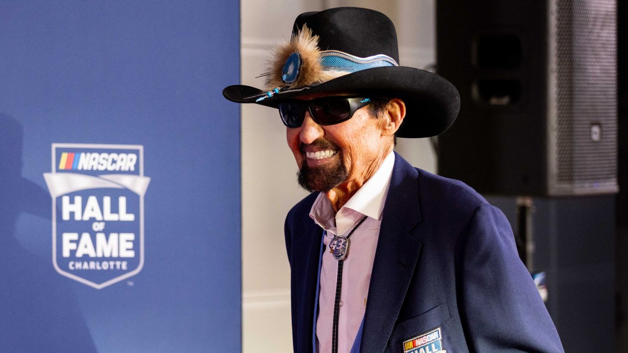 Former NASCAR driver Richard Petty on the red carpet before the 2025 NASCAR Hall of Fame Induction Ceremony at Charlotte Convention Center Crown Ballroom.