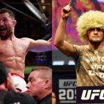 Merab Dvalishvili (L) and Khabib Nurmagomedov (R)