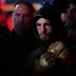 Sean OíMalley of the United States (red gloves) fights Merab Dvalishvili of Georgia (blue gloves) during Riyadh Season Noche UFC 306 at The Sphere.