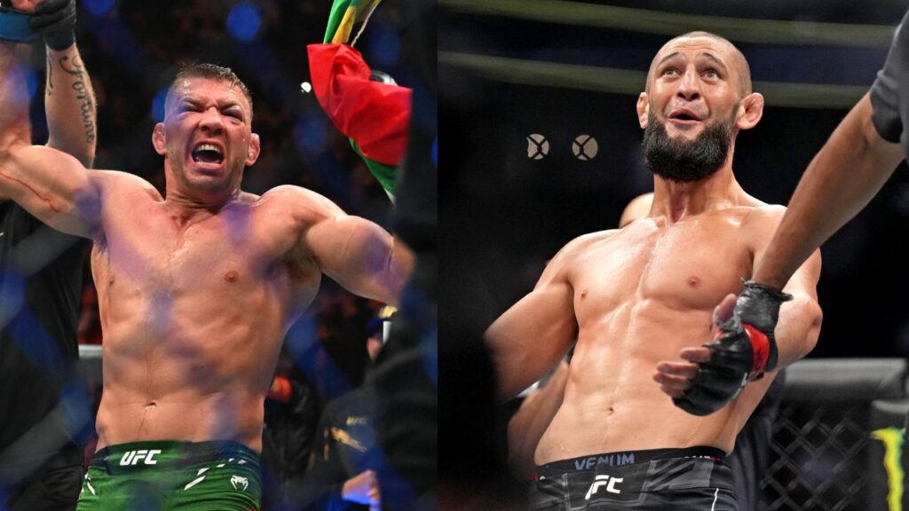 Dricus du Plessis (L), Khamzat Chimaev (R)