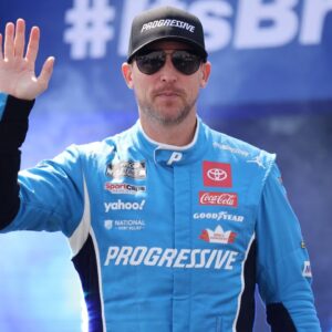 NASCAR Cup Series driver Denny Hamlin (11) during driver introductions for the NASCAR Food City 500 at Bristol Motor Speedway.