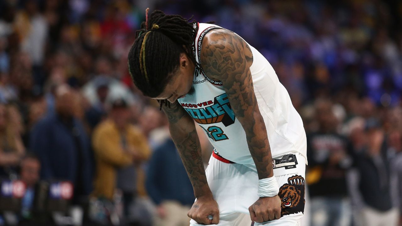 Memphis Grizzlies guard Ja Morant (12) waits to shoot a free throw during the second quarter against the Oklahoma City Thunder during game three for the first round of the 2024 NBA Playoffs at FedExForum.