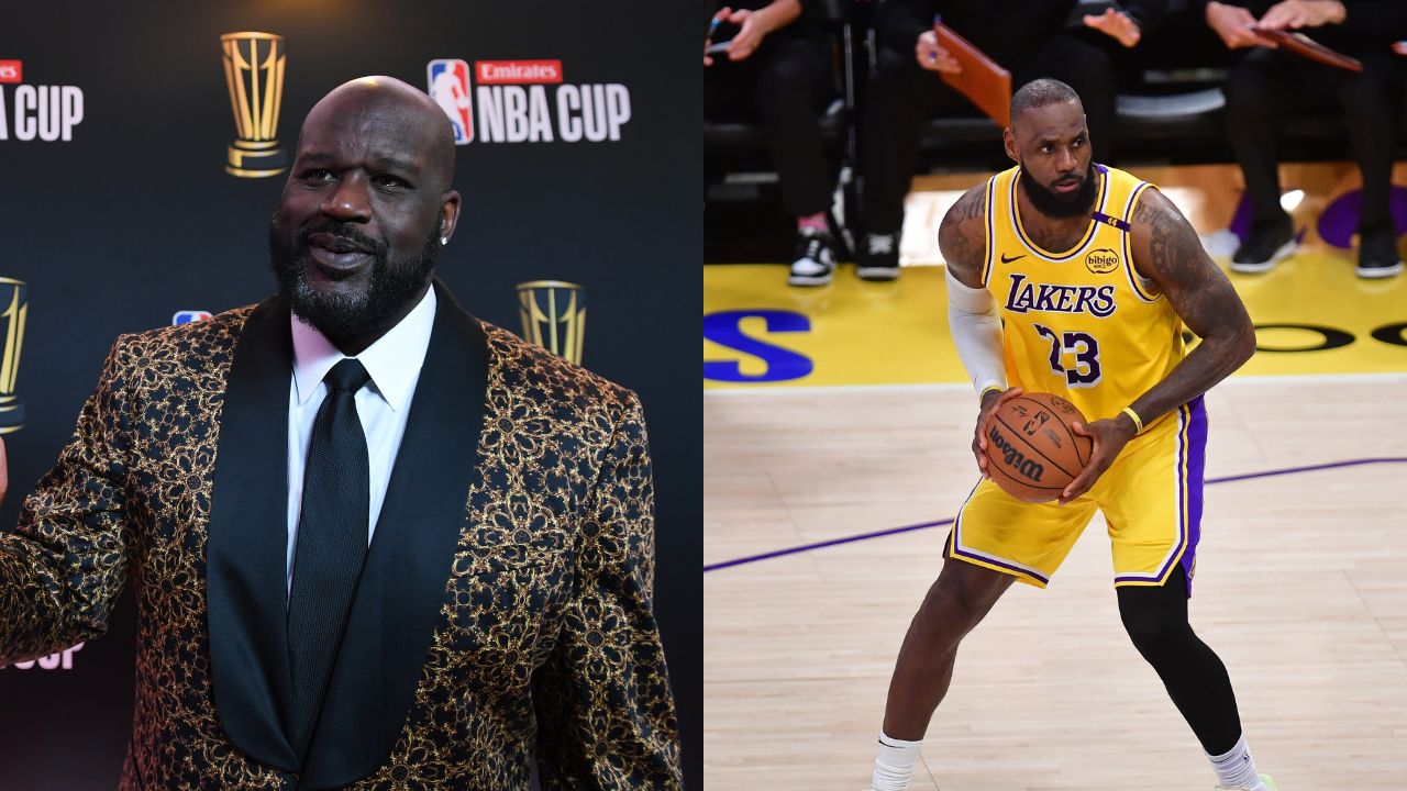 Shaquille O'Neal (L), LeBron James (R)