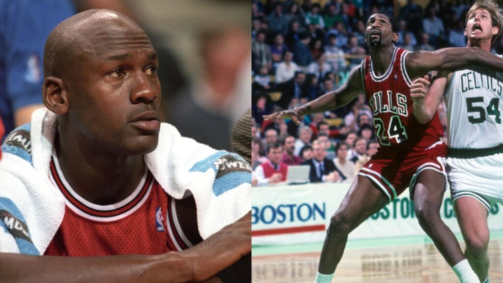 Michael Jordan (Left) and Bill Cartwright (Right); Credit - USA TODAY Sports