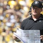 Las Vegas Raiders head coach Jon Gruden looks on from the sidelines against the Pittsburgh Steelers during the second quarter at Heinz Field. Las Vegas won 26-17.