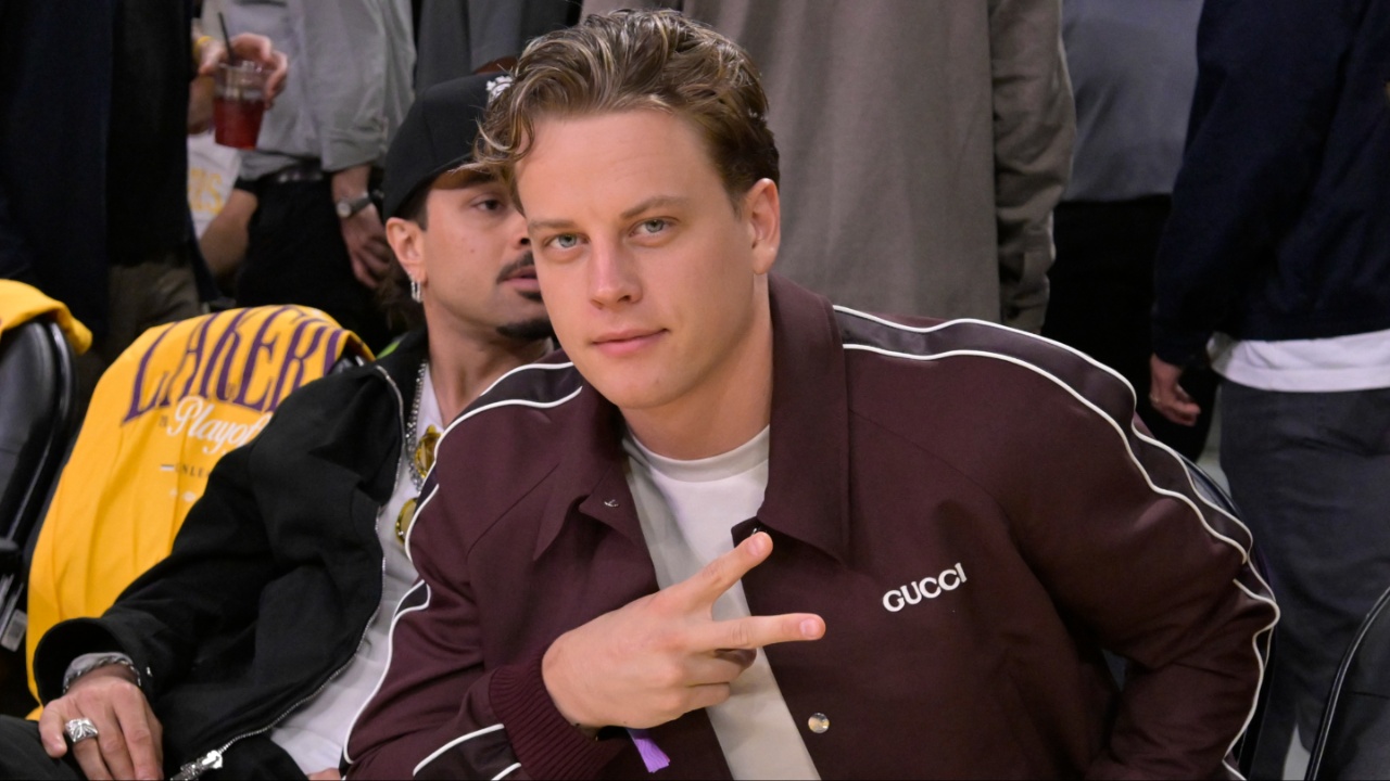 Cincinnati Bengals quarterback Joe Burrow attends the game between the Los Angeles Lakers and the Minnesota Timberwolves at Crypto.com Arena.