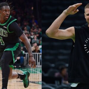 Jrue Holiday (L), Kristaps Porzingis (R)