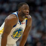 May 8, 2025; Minneapolis, Minnesota, USA; Golden State Warriors forward Draymond Green (23) looks on against the Minnesota Timberwolves in the second half during game two of the second round for the 2025 NBA Playoffs at Target Center.