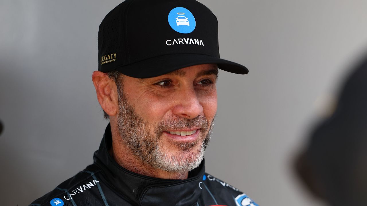 NASCAR Cup Series driver Jimmie Johnson (84) walks to the drivers meeting before the Daytona 500 at Daytona International Speedway.