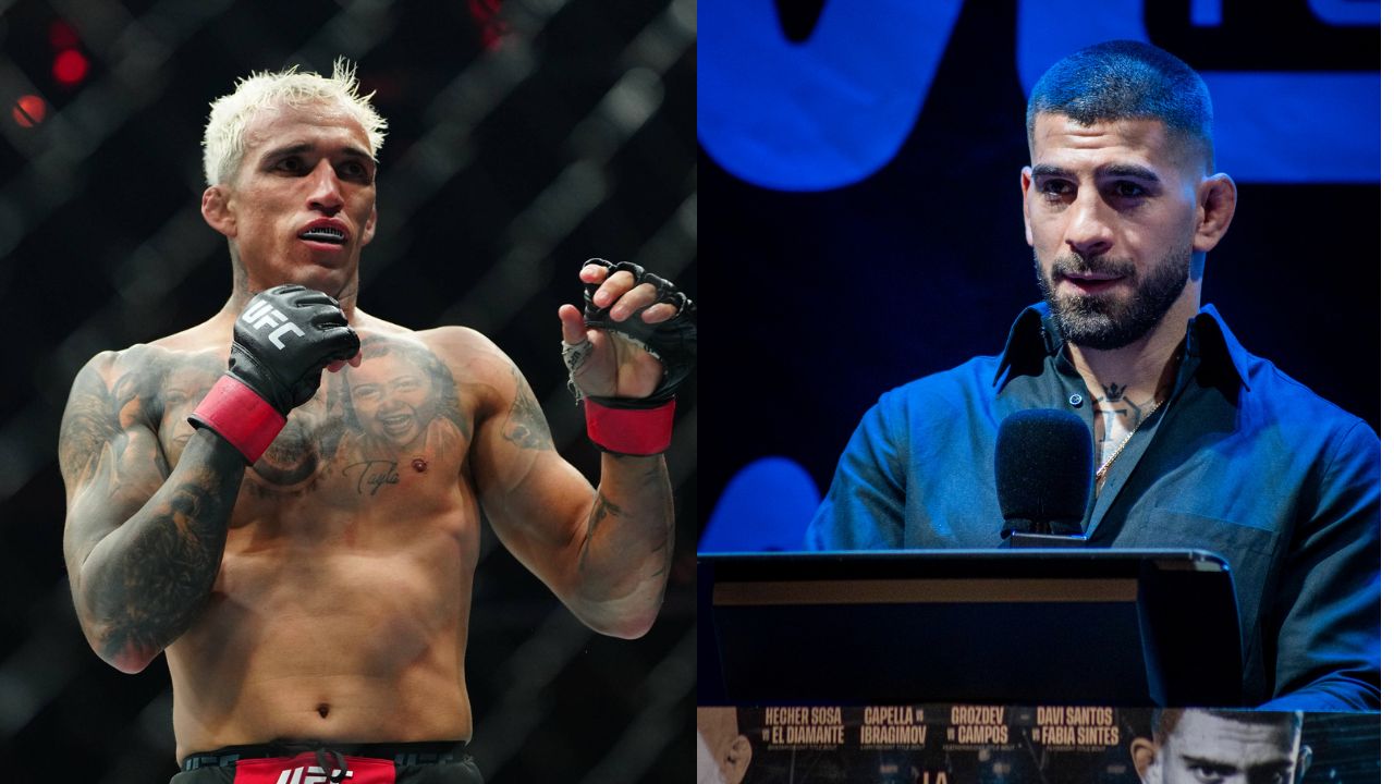 Charles Oliveira (L) and Ilia Topuria (R)