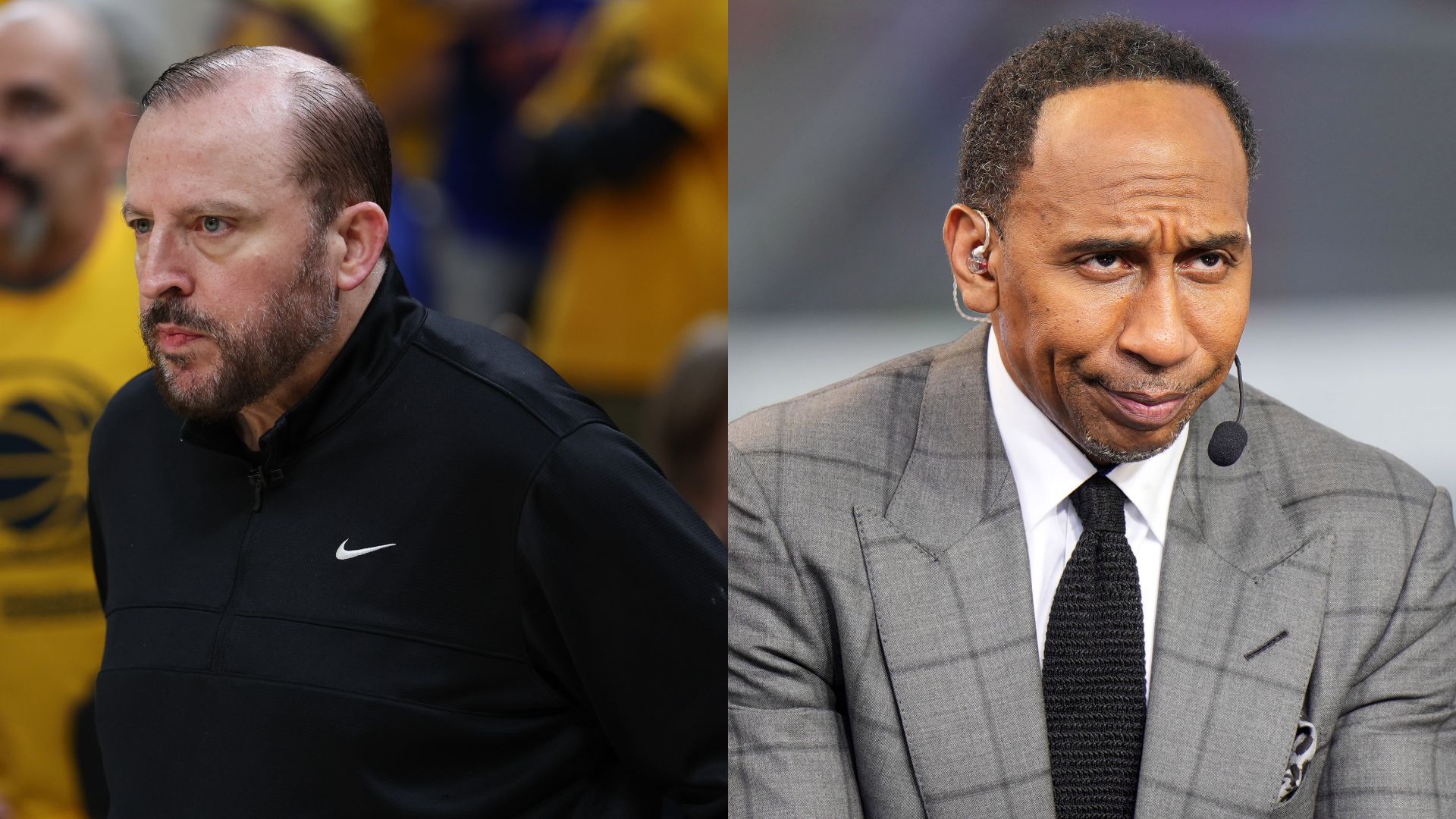 Tom Thibodeau (L) and Stephen A. Smith (R)