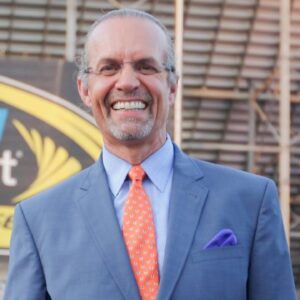 NASCAR announcer Kyle Petty at the Irwin Tools Night Race at Bristol Motor Speedway.