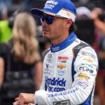 NASCAR Cup Series driver Kyle Larson (5) during qualifying at Charlotte Motor Speedway.