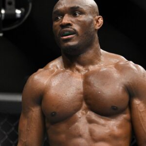 Kamaru Usman reacts during his fight