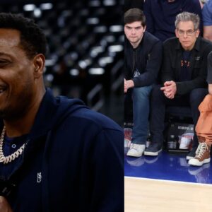 Paul Pierce (L), Timothee Chalamet and Ben Stiller (R)
