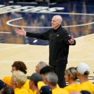 Indiana Pacers head coach Rick Carlisle reacts after a play against the Oklahoma City Thunder during the first half of game six of the 2025 NBA Finals between the Oklahoma City Thunder and the Indiana Pacers at Gainbridge Fieldhouse