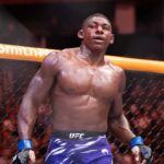 Joaquin Buckley stands bloodied during his fight against Kamaru Usman in a Welterweight fight during the UFC Fight Night event